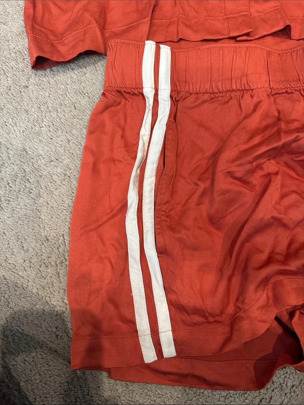Brixton Burnt Orange Short Sleeve Button bowling Set with Cream Trim